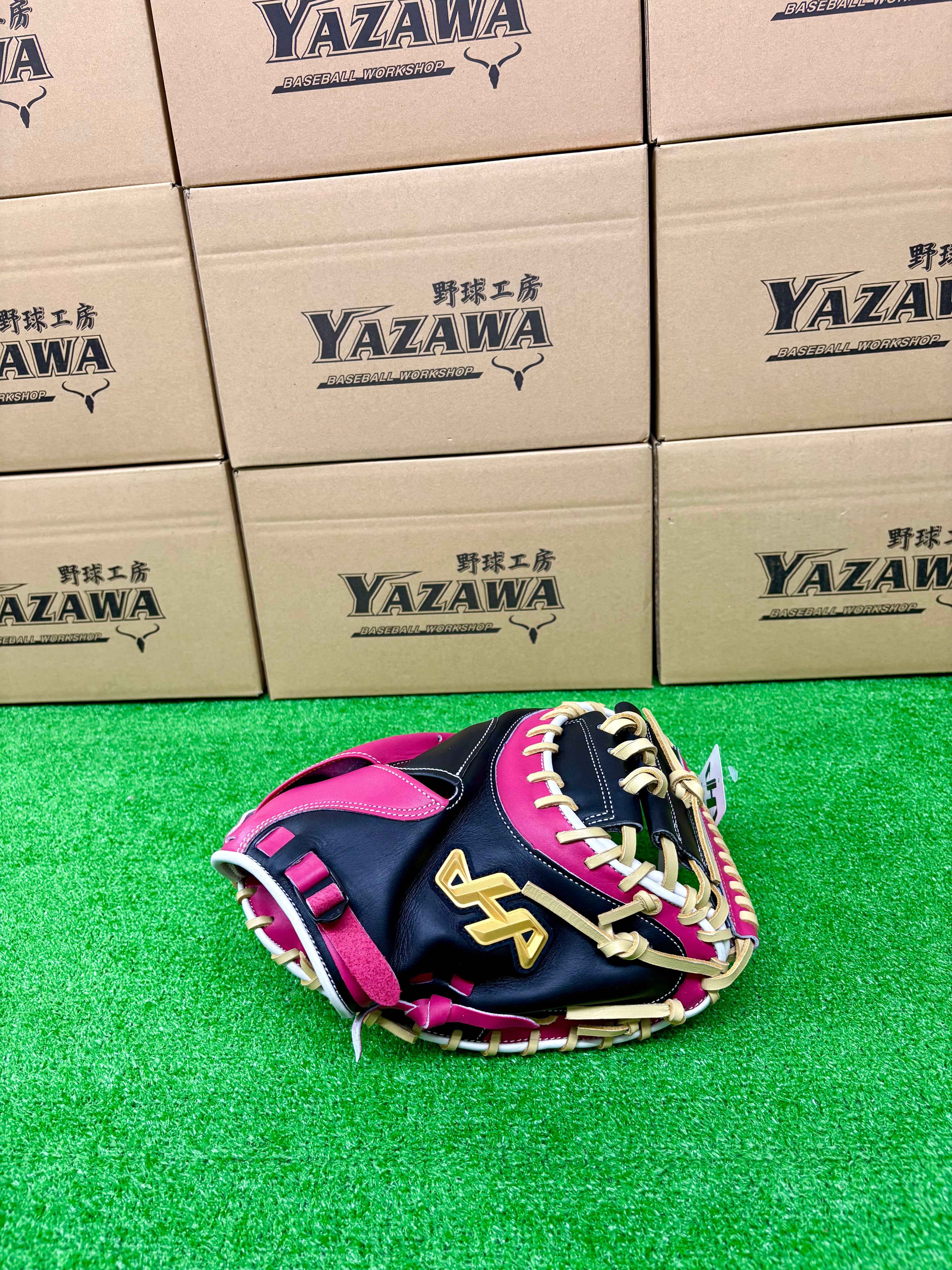 【タイムセール-¥4万円　※3/23迄】屋根付き18m可動式バッティングゲージ ハタケヤマ 軟式限定キャッチャーミットM8型 ブラック×ピンク×ホワイト
