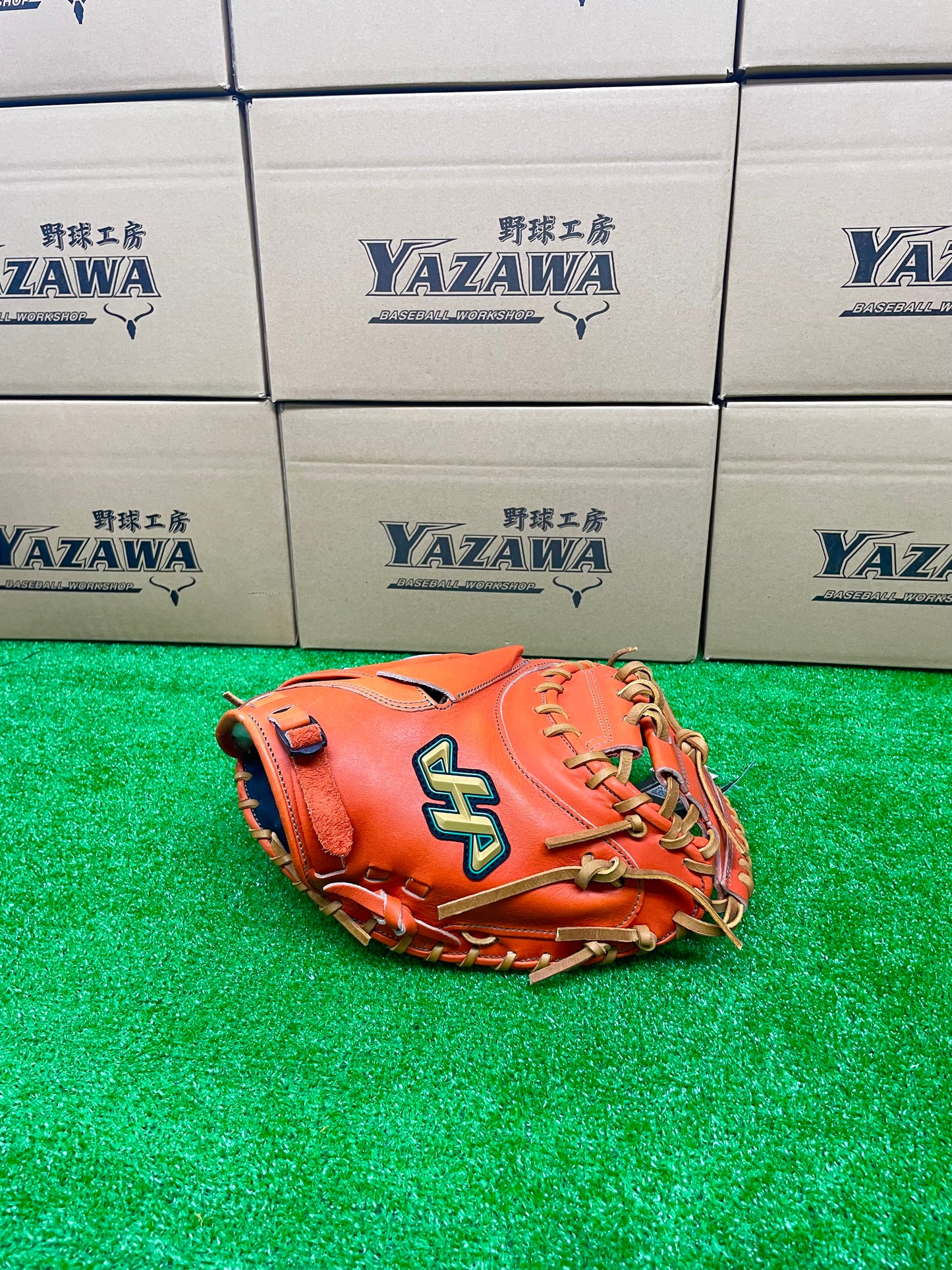 ハタケヤマ硬式キャッチャーミット　V-M23tr　Vオレンジ