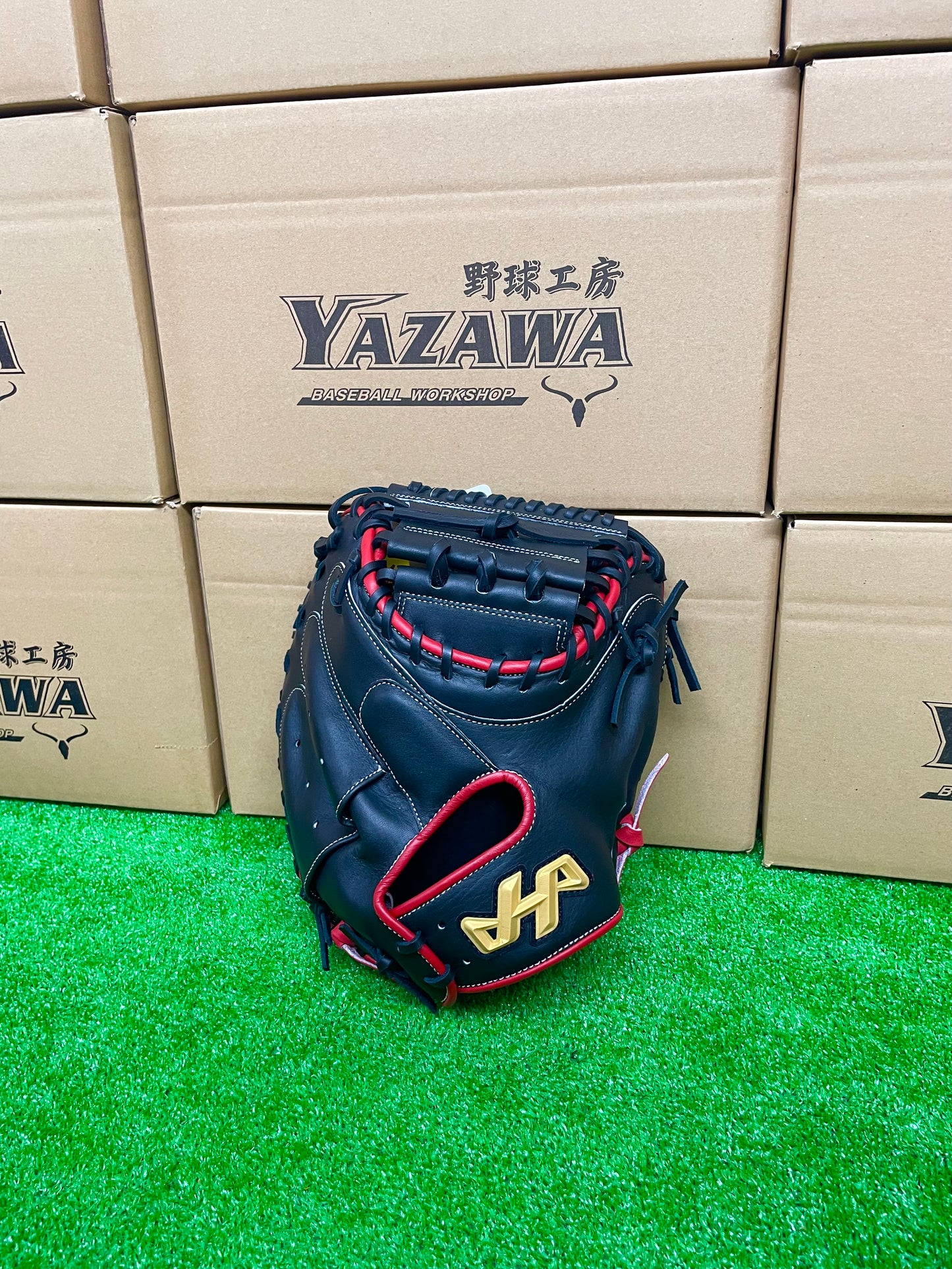 ハタケヤマ　軟式キャッチャーミット2025PRO-M8E　ブラック×レッド