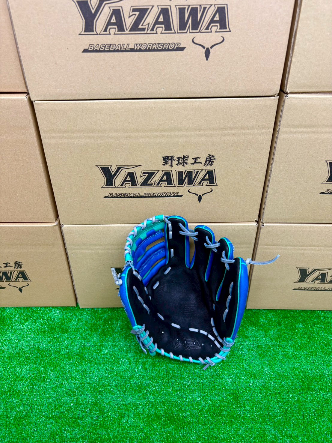 久保田スラッガー　軟式店舗別注グラブ【型付け済み】KSN-SR2　ブルー×ブラック×エメラルド