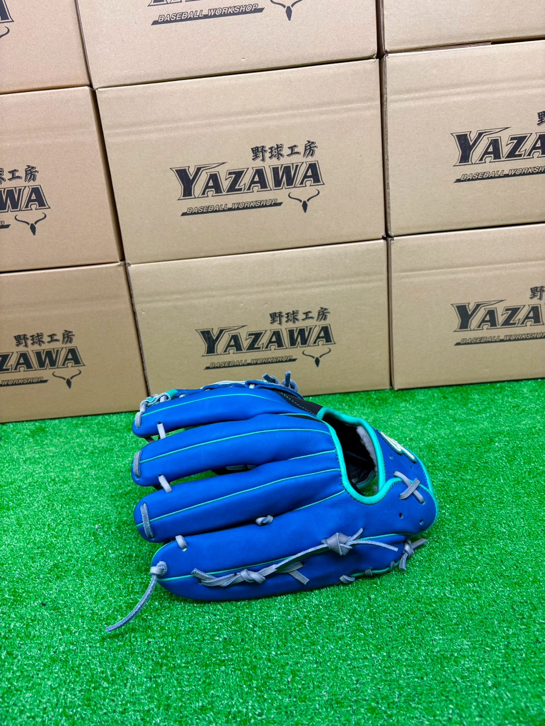 久保田スラッガー　軟式店舗別注グラブ【型付け済み】KSN-SR2　ブルー×ブラック×エメラルド