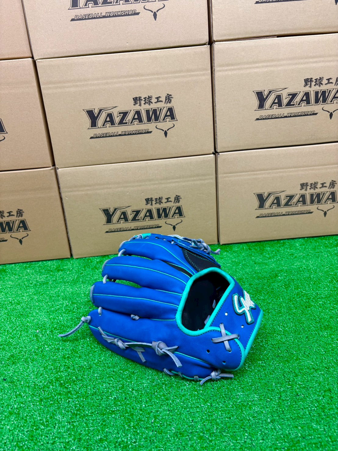 久保田スラッガー　軟式店舗別注グラブ【型付け済み】KSN-SR2　ブルー×ブラック×エメラルド